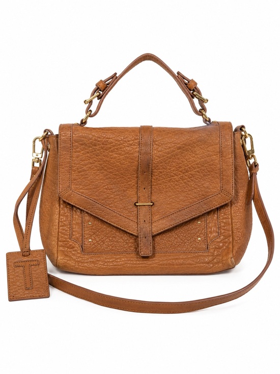 Tory Burch Handbags - Tory Burch 797 Medium Brown Pebbled Leather Satchel Bag